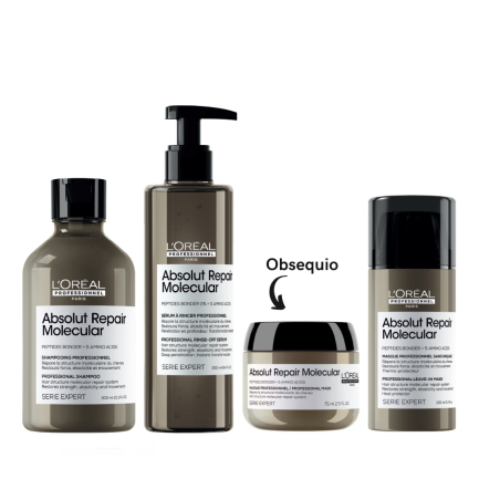 Rutina Completa para Reparar Cabello muy Dañado ABSOLUT REPAIR MOLECULAR L’Oreal Serie Expert (Obsequio Mascarilla 75ml)