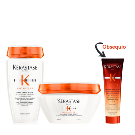Rutina para Nutrir e Hidratar Cabellos muy Secos Kérastase Nutritive + Obsequio Sérum Nocturno Nutritivo Kérastase 8H Magic 30ml