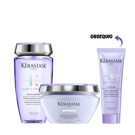 Rutina para el Cuidado de Rubios Repara, Fortalece, Nutre e Hidrata Blond Absolu Kérastase - Acondicionador Cicaflash 75ml Obsequio