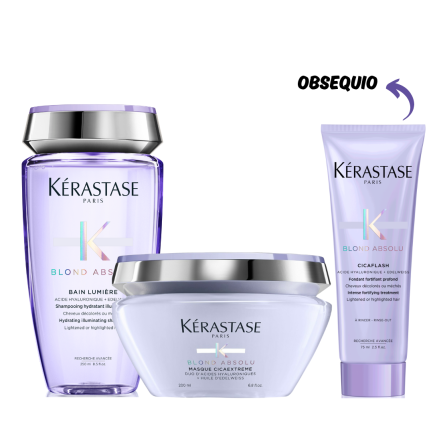 Rutina para el Cuidado de Rubios Repara, Fortalece, Nutre e Hidrata Blond Absolu Kérastase - Acondicionador Cicaflash 75ml Obsequio