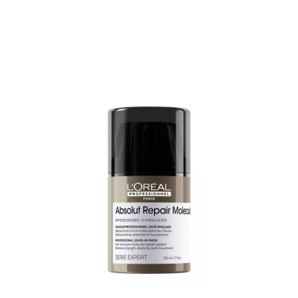 Termo Protector Portable Leave-in-Mask para Reparar el Cabello Dañado ABSOLUT REPAIR MOLECULAR L’Oreal Serie Expert 50ml - Travel Size