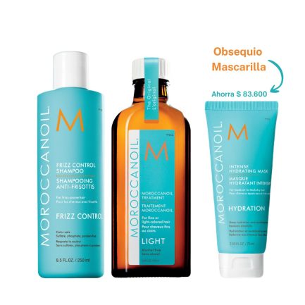 Moroccanoil Rutina Disciplinante Anti Frizz y Anti Humedad Frizz Control (Aceite Tratamiento Normal) + (Obsequio) Mascarilla Hidratante Intensa 75 ml