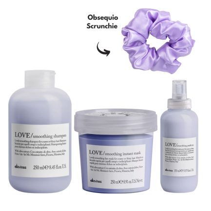 Rutina Disciplinante y Anti Frizz para Cabellos Rebeldes Davines LOVE SMOOTHING (Obsequio Scrunchie)