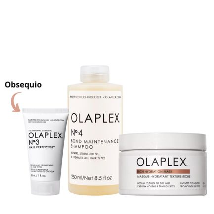Kit de Reparación OLAPLEX N°4 250ml y Mascarilla Rich Hydration Mask 200ml (Cabello de Medio a Grueso) + Obsequio N°3 30ml
