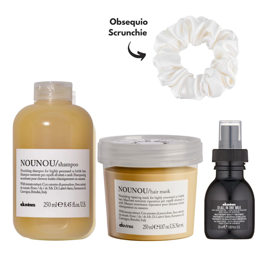 shampoo_mascarilla_one milk_nounou_davines_johnnavasstudio_pelo_tratado_quimicamente_scrunchie obsequio_1
