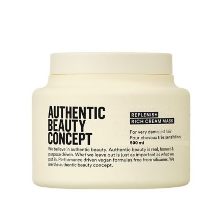Mascarilla Rich para Reparar el Cabello Dañado de Medio a Grueso Replenish 500ml Authentic Beauty Concept (Nueva Formula)